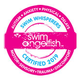 Swim Angelfish, swim whispers certified 2019. Autism, anxiety, physical, delays, motor, sensory, trauma, discomfort